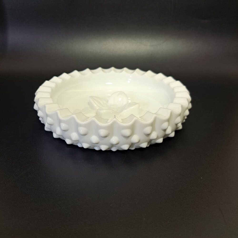 Fenton Milk Glass Hobnail With Flower Design